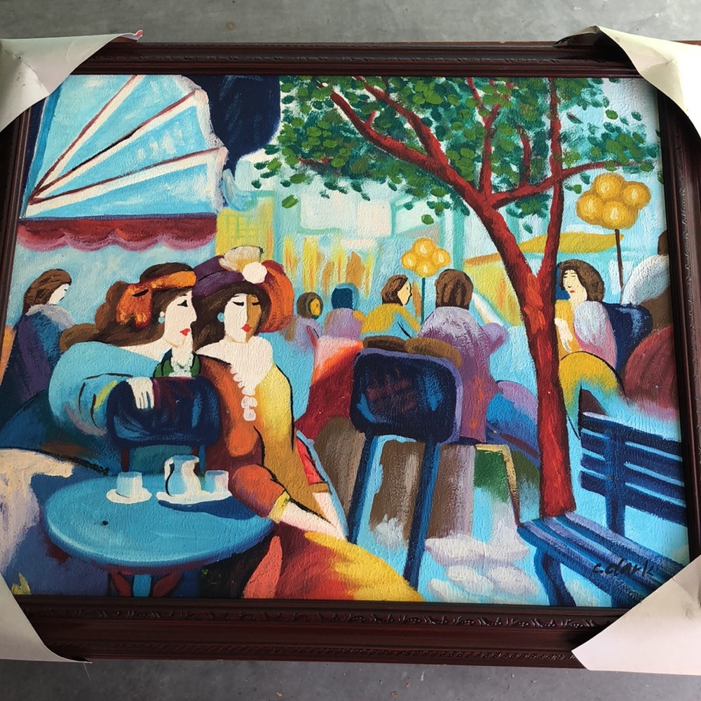 Vibrant Cafe Scene Framed Artwork